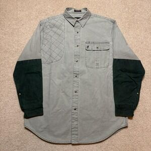 Vtg Browning Shirt Mens Large Gray Quilted Shooting Snap Button Hunting Outdoor